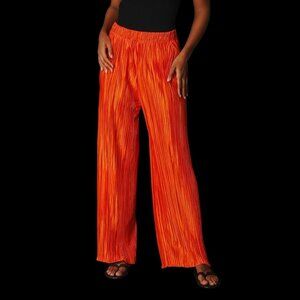 Women's Orange Silky Flowy Pants, S